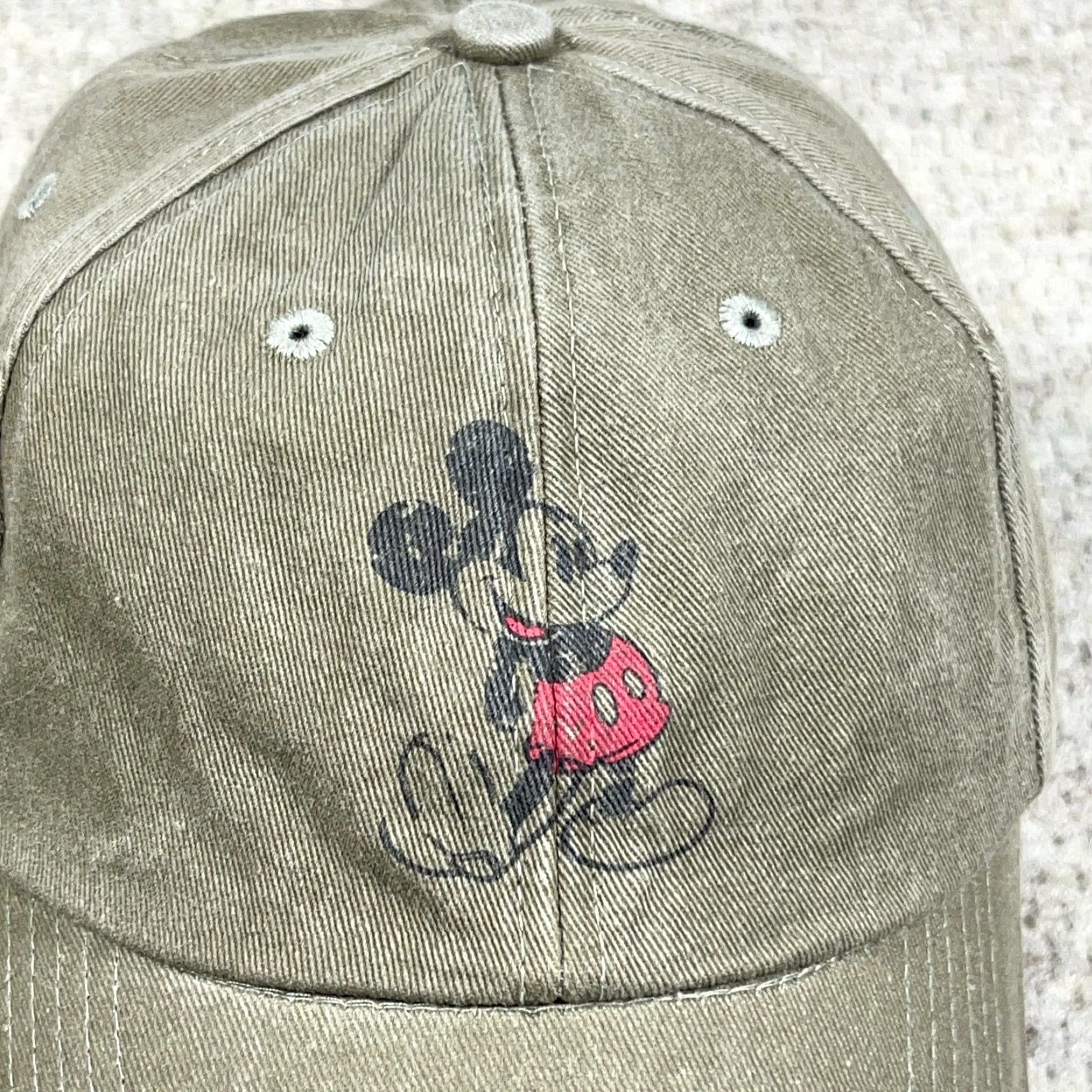 Disney Disney Baseball Cap Hat Strap Back Olive Green Mickey Mouse Faded Retro Mens Adult Cap 90s Logo Hipster Adjustable Lightweight Cotton Twill Size ONE SIZE - 2 Thumbnail