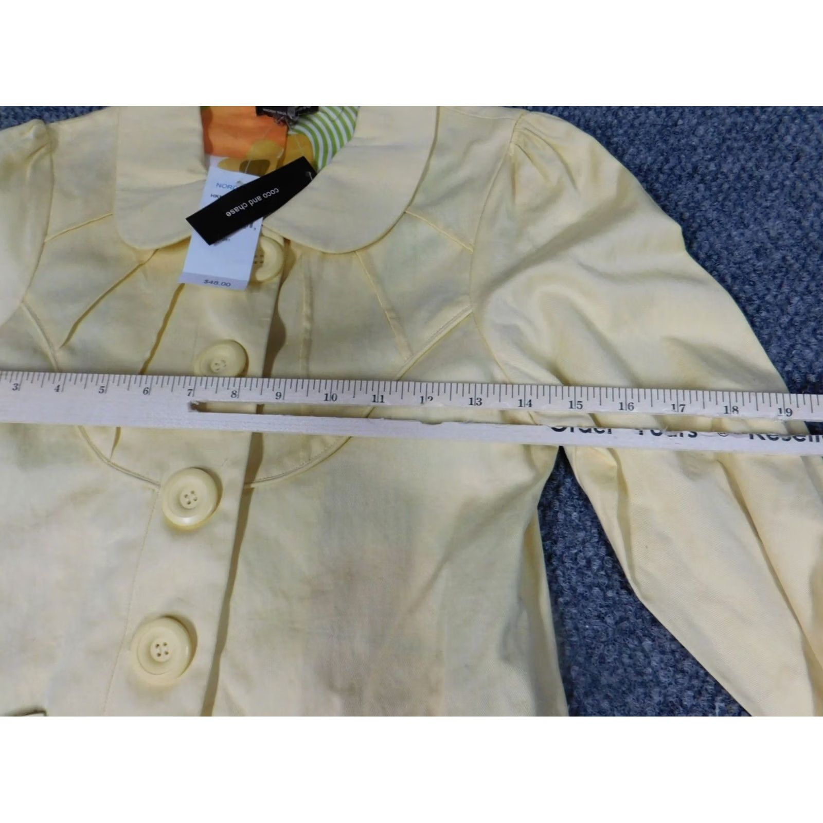 Vintage Coco and Chase Jacket Womens S Yellow Denim Cotton Lining Fur Trim Full Zip Lightweight Casual Fall Spring Size S / US 4 / IT 40 - 6 Thumbnail