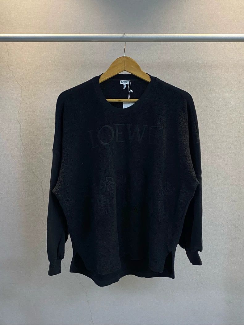 Loewe LOEWE Black embroidered round neck hoodie Size S / US 4 / IT 40 - 1 Thumbnail