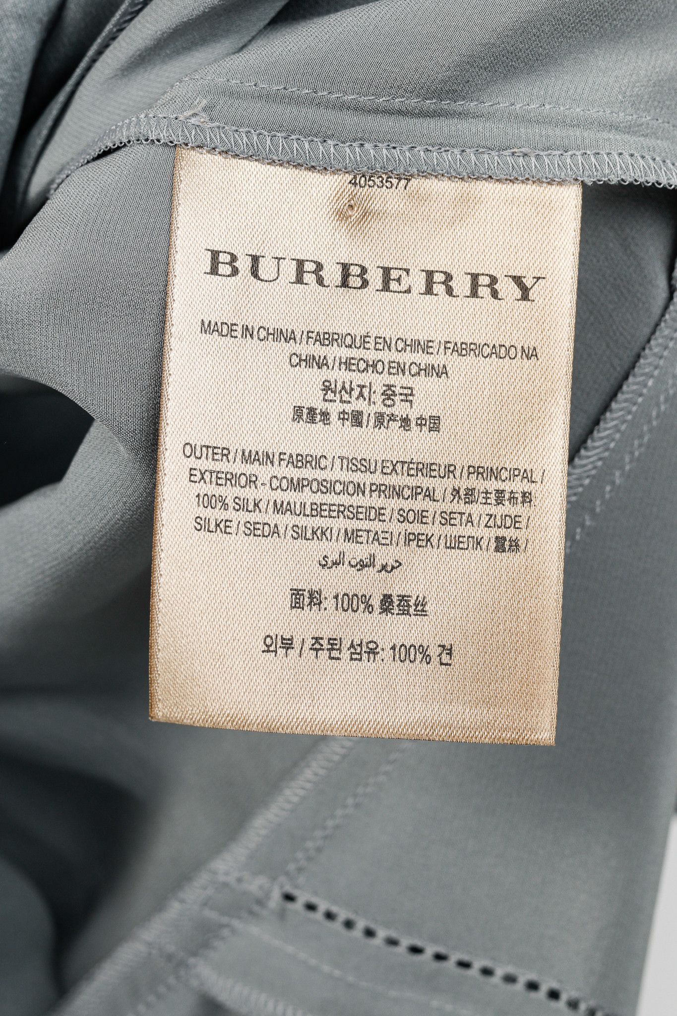 Burberry Burberry Emily Mineral Blue Silk-Satin Tie-Waist Shirt Dress Size S / US 4 / IT 40 - 9 Thumbnail