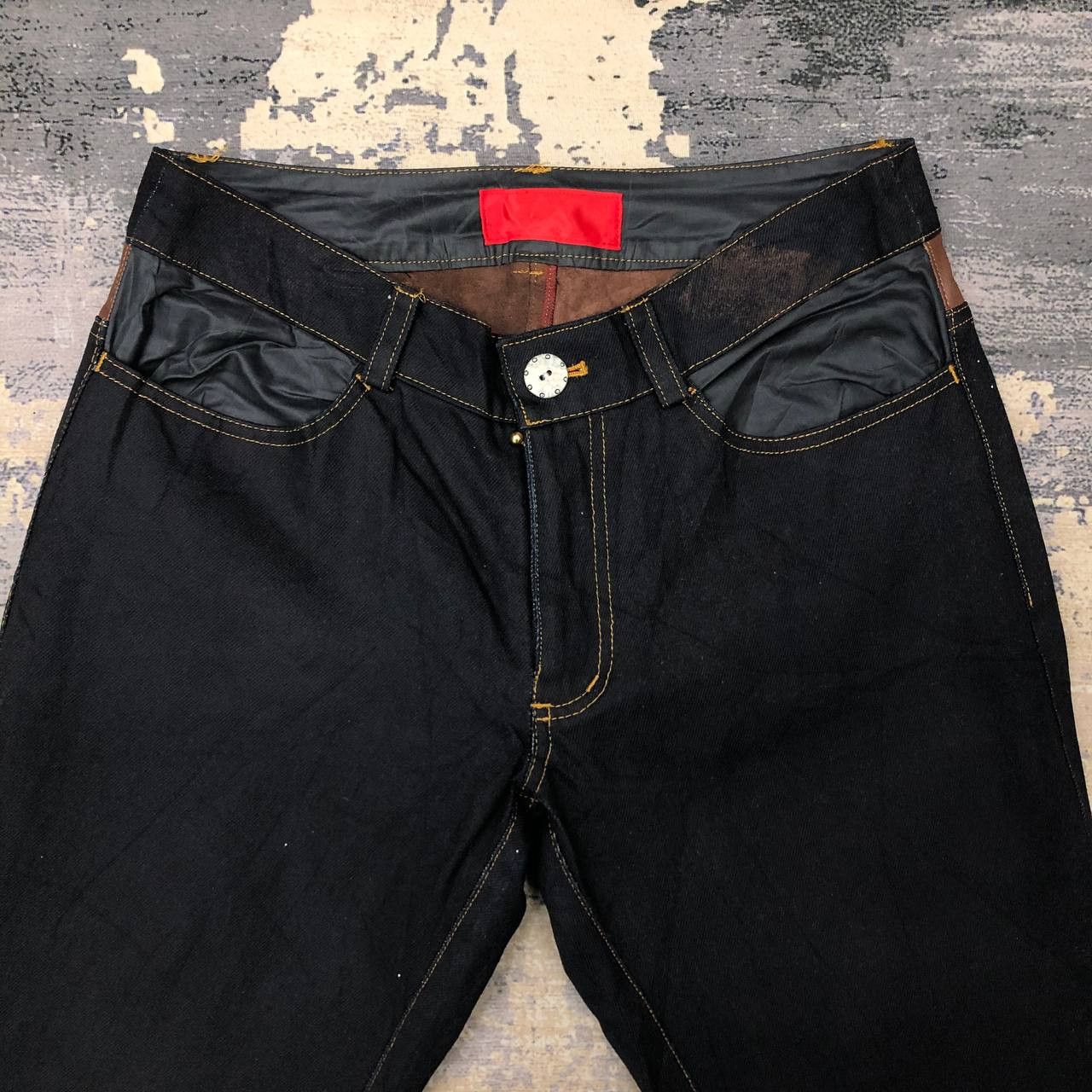 Other P158 DENIM x LEATHER FLARED JEANS Size 30" / US 8 / IT 44 - 3 Thumbnail
