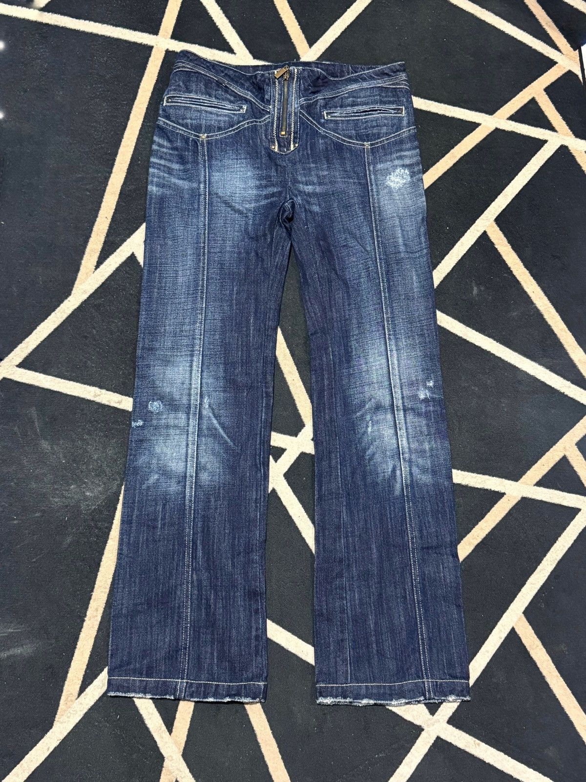 Just Cavalli 2000s Justcavalli Zipper Pants Denim Flared Low Waist Size 27" / US 4 / IT 40 - 1 Thumbnail