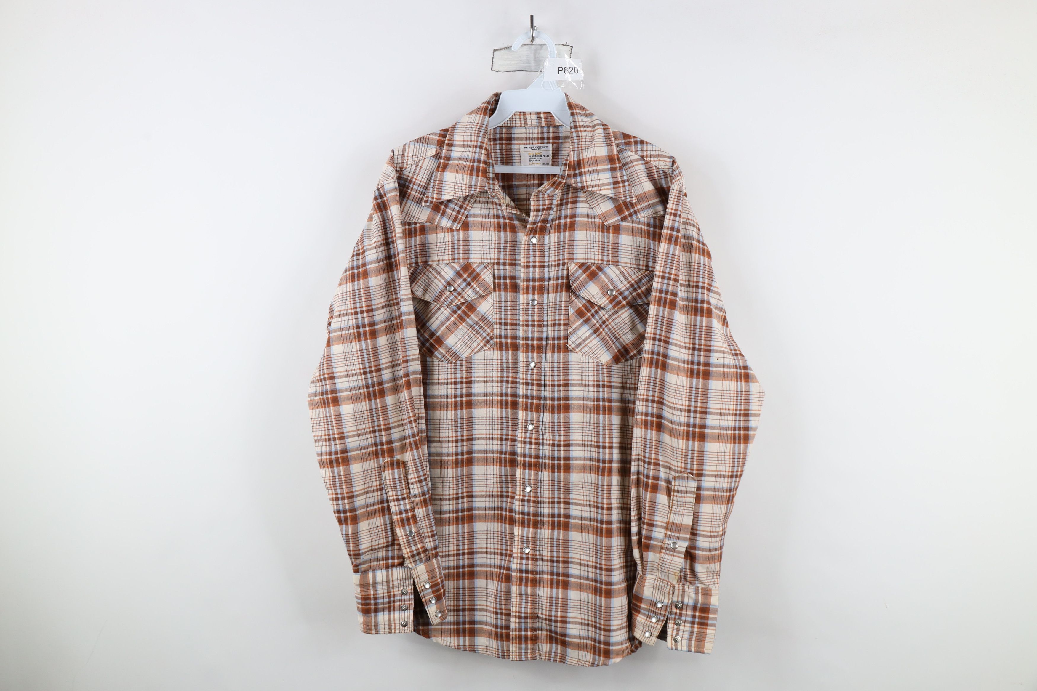 Vintage Vintage 60s 70s Big Mac Snap Button Collared Shirt Plaid USA Size US L / EU 52-54 / 3 - 1 Thumbnail