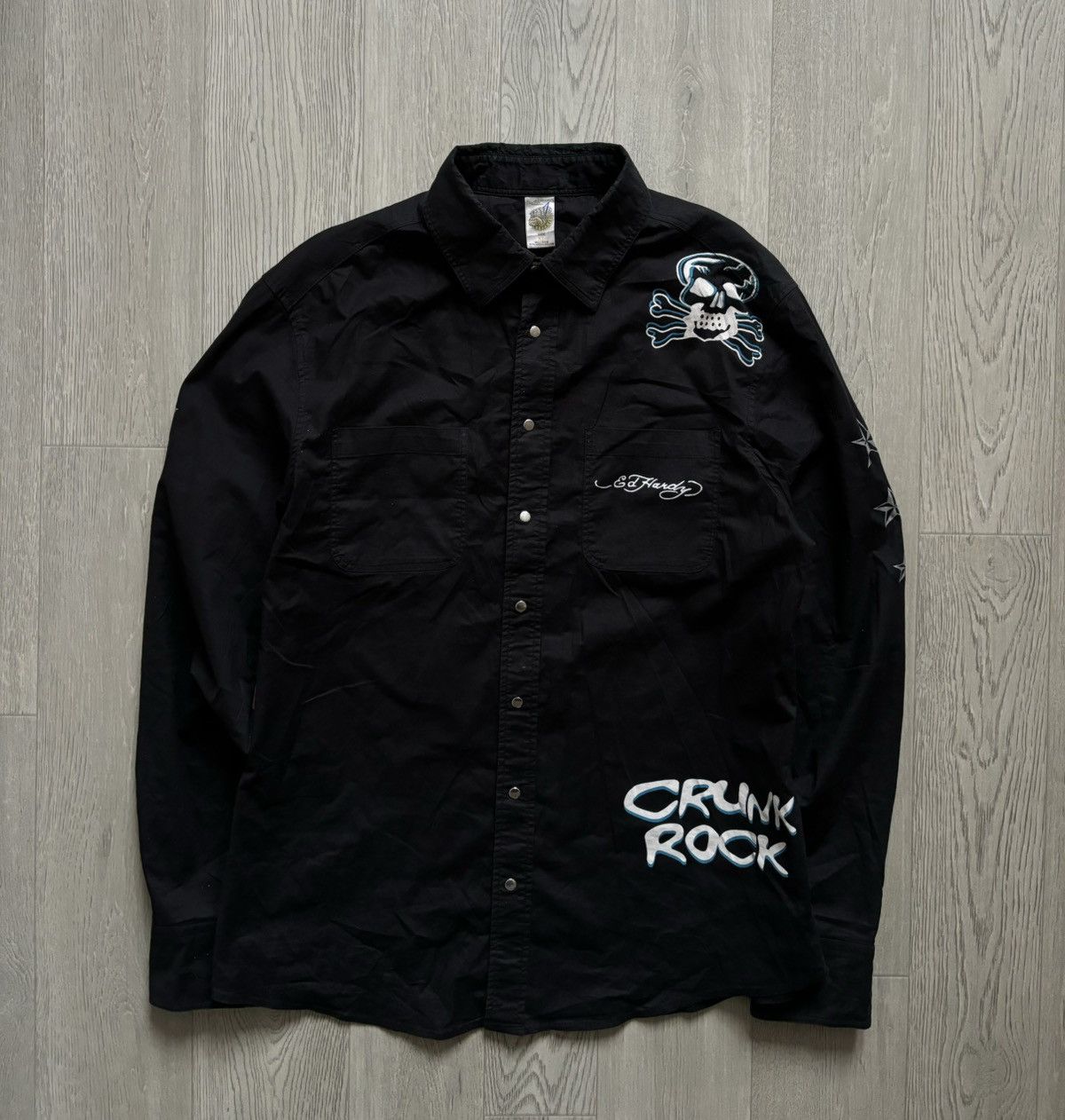 Christian Audigier × Ed Hardy × Vintage Vintage Ed Hardy Christian Audigier Printed Shirt Crunk Rock Size US M / EU 48-50 / 2 - 2 Thumbnail