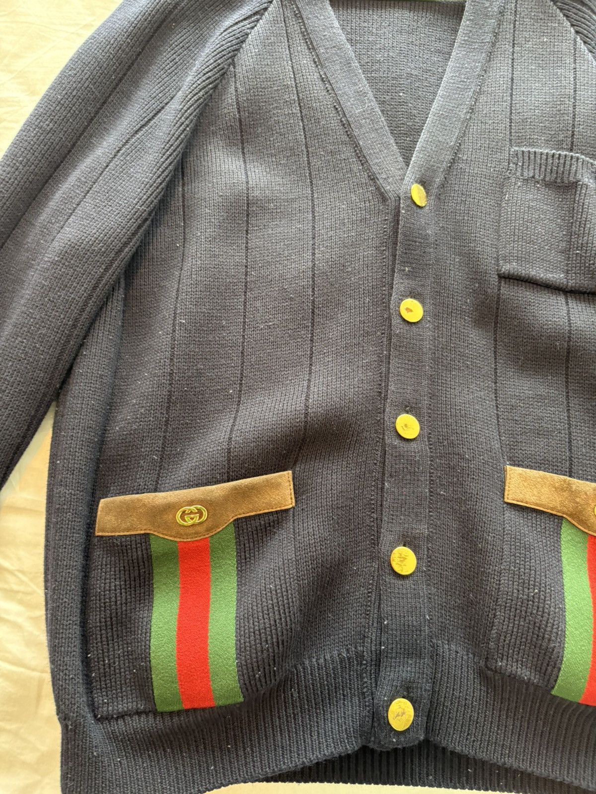 Gucci Gucci Men's Navy Cardigan Sweater Size US M / EU 48-50 / 2 - 3 Thumbnail
