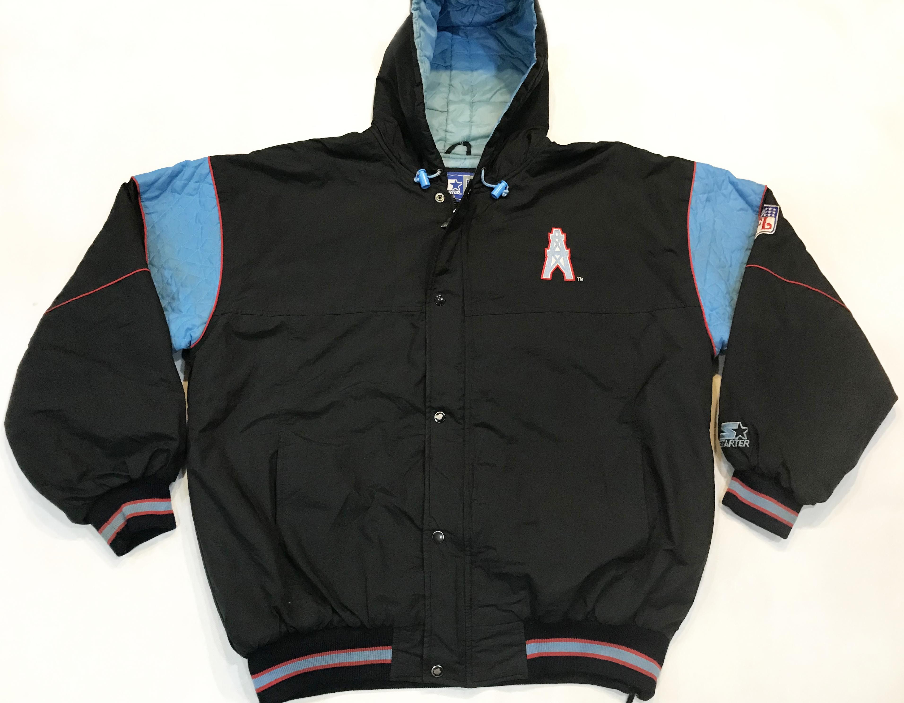 image of Starter Nfl Houston Oilers Full Zip Puffer Jacket in Black, Men's (Size XL)