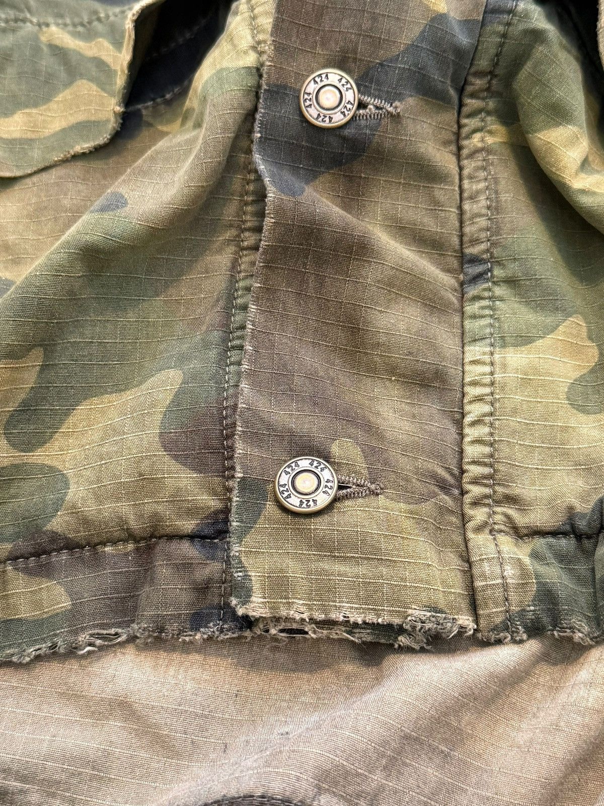 424 Cropped Distressed Camo Anorak Parka Green Size US M / EU 48-50 / 2 - 5 Thumbnail