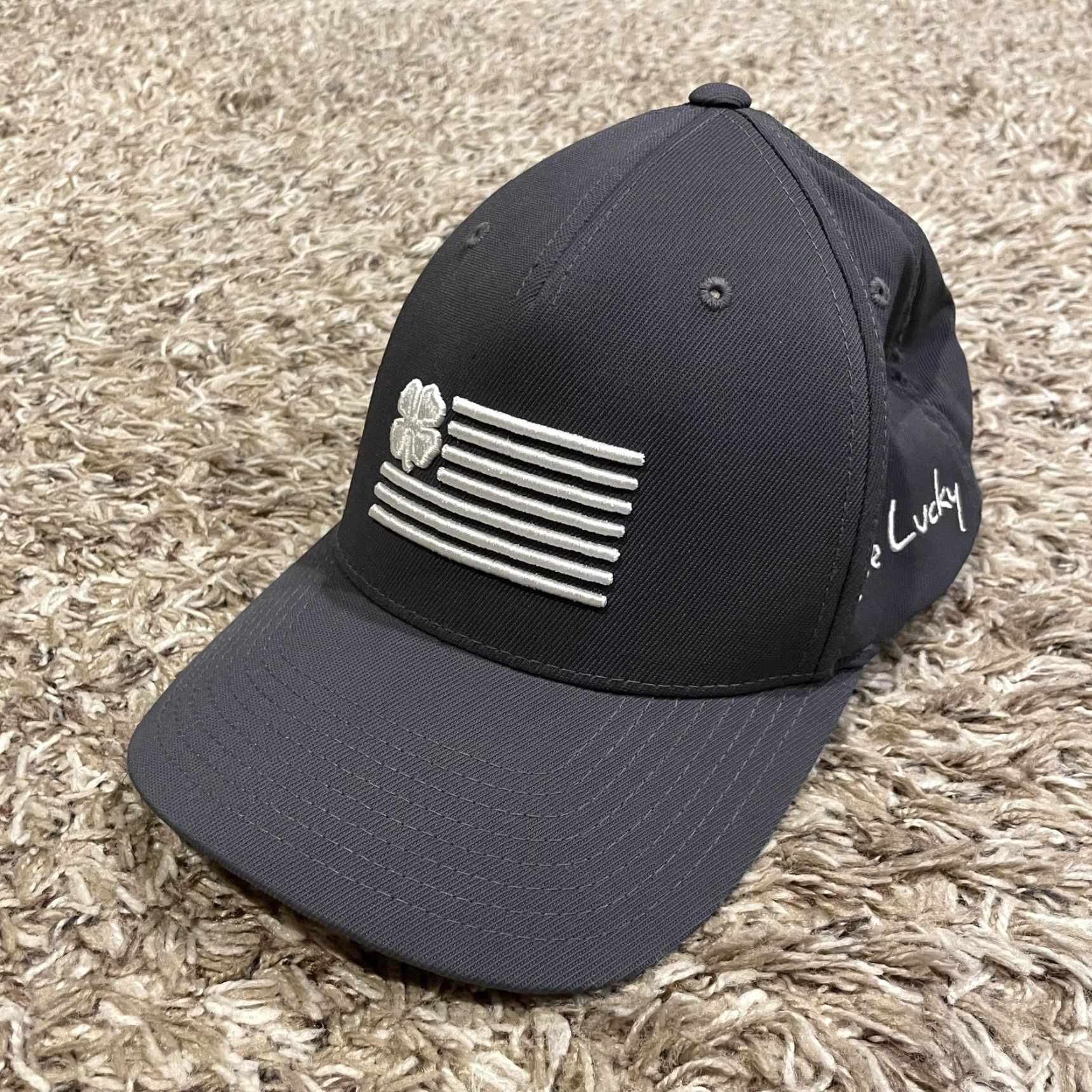 Vintage Black Clover Hat Snap Back One Size Grey American Flag Live Lucky Baseball Mens Size ONE SIZE - 2 Thumbnail