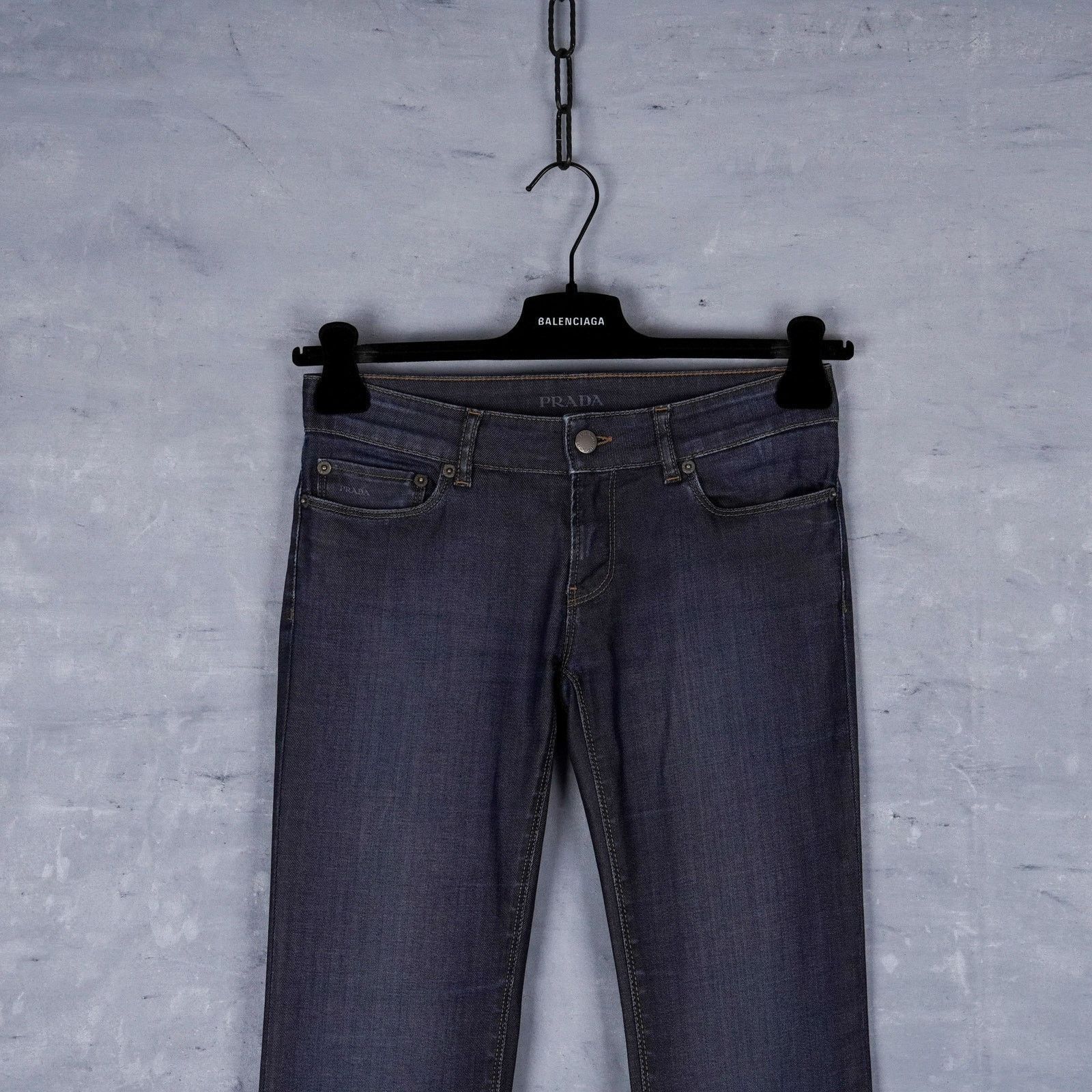 Prada Vintage prada raw dark blue womens contour fit pants jeans Size 26" / US 2 / IT 38 - 2 Thumbnail