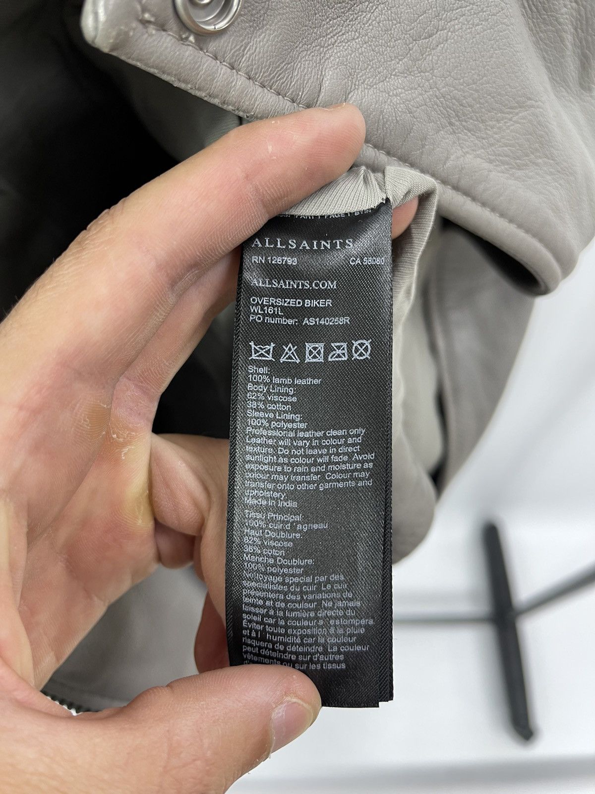 Allsaints AllSaints Men’s Leather Oversized Biker Jaket Size S Grey Size US S / EU 44-46 / 1 - 9 Thumbnail