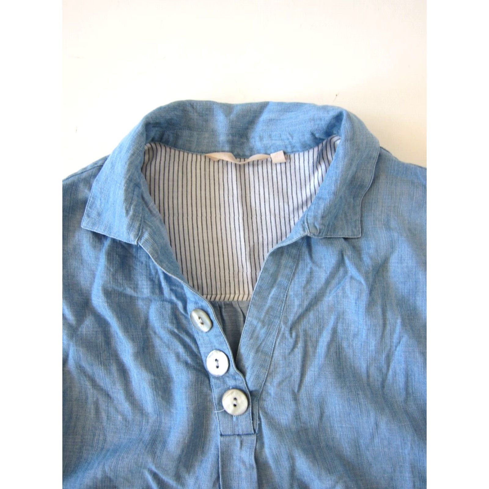 Soft Surroundings Soft Surroundings 100% Tencel Blue Denim Long Sleeve Collared Tunic Blouse PXS Size XS / US 0-2 / IT 36-38 - 5 Thumbnail