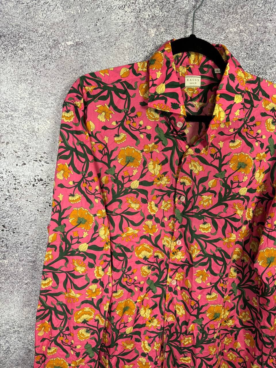 Designer × Vintage Xacus Size 17/43 Evolution Fit Pink Shirt Floral Print Size US L / EU 52-54 / 3 - 2 Thumbnail