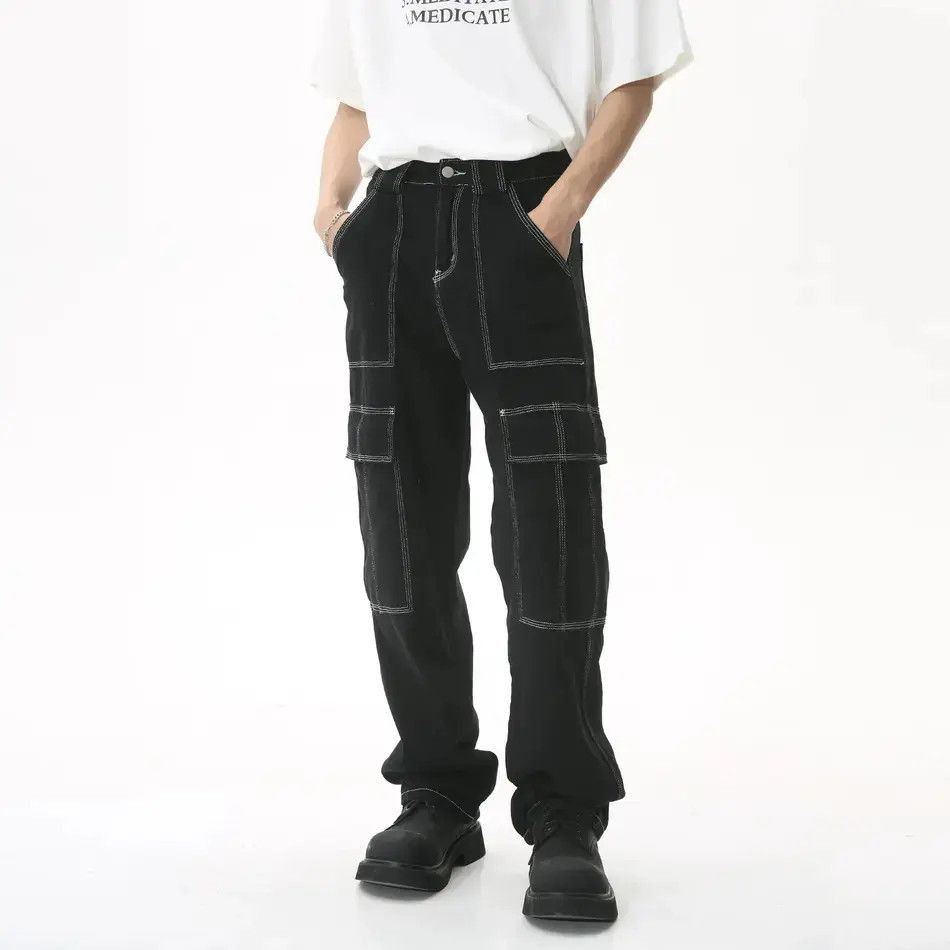 Japanese Brand Retro loose pocket patchwork jeans Size US 32 / EU 48 - 4 Thumbnail