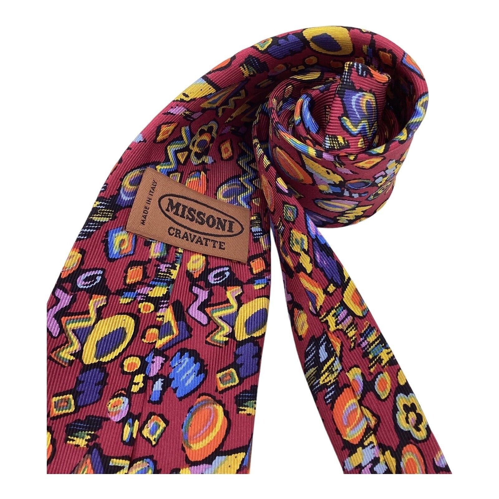 Missoni MISSONI Purple Art Print Luxury Silk Tie Made In Italy W: 3. Size ONE SIZE - 4 Thumbnail
