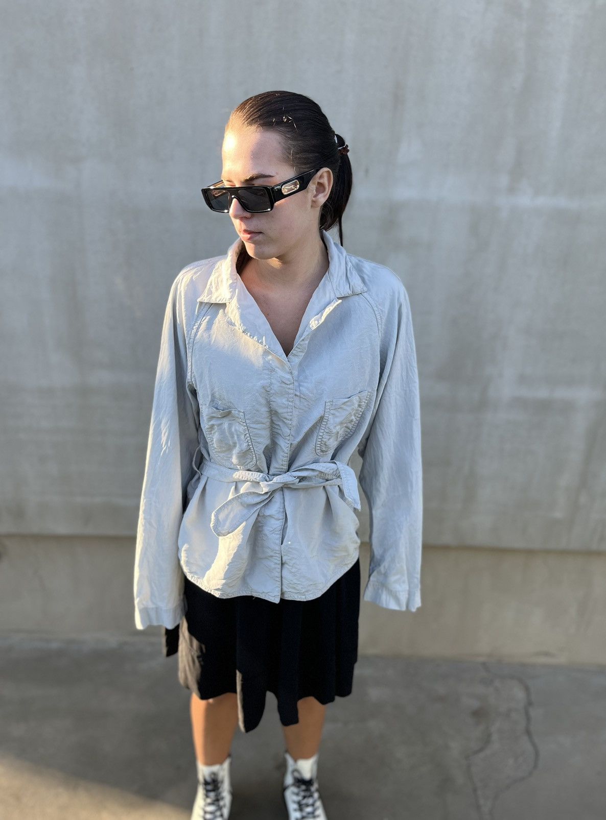 Prada Prada Women Light Jacket Silk Gray Made In Italy Size L / US 10 / IT 46 - 1 Thumbnail
