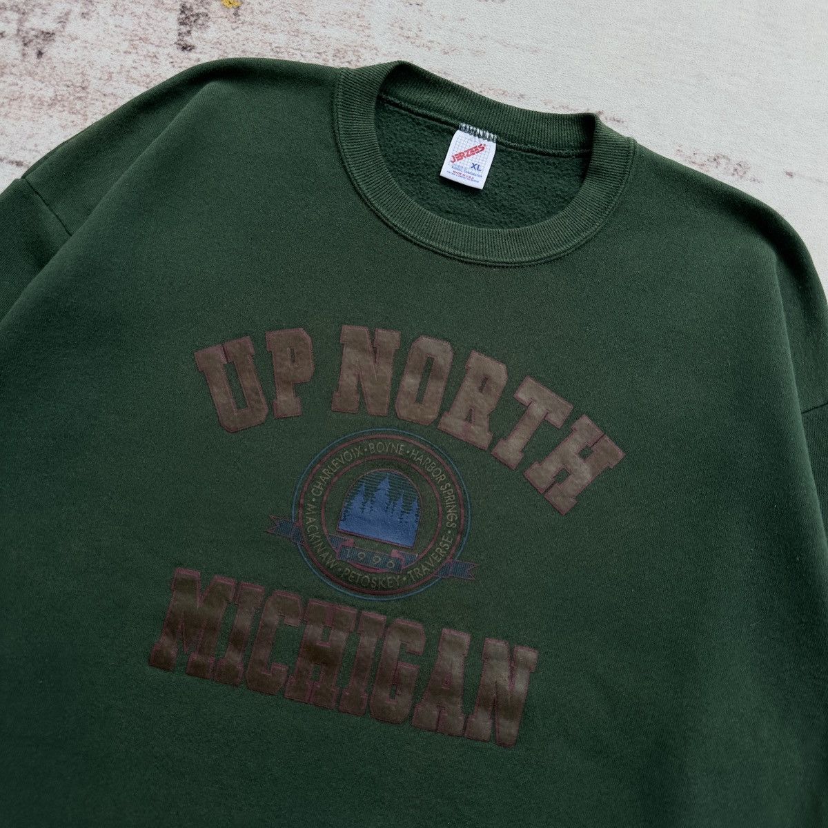 Jerzees VINTAGE 90’S MICHIGAN UNIVERSITY BIG LOGO AMERICAN COLLEGE Size US XL / EU 56 / 4 - 4 Thumbnail