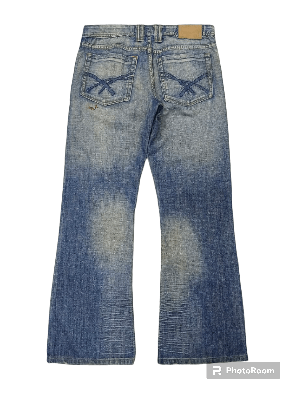 Japanese Brand INSANE 90s FLARE🔥SICK FISHBONE DENIM PANTS Size US 33 - 2 Thumbnail