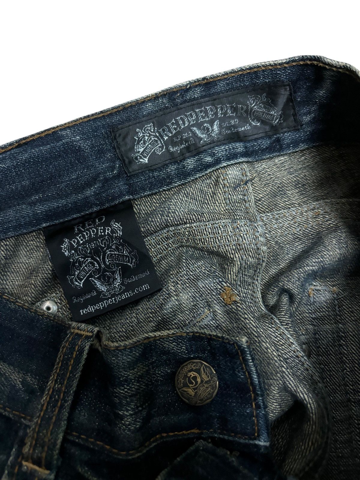 Japanese Brand Y2K Red Pepper Flare Denim Jeans Size US 32 / EU 48 - 7 Thumbnail