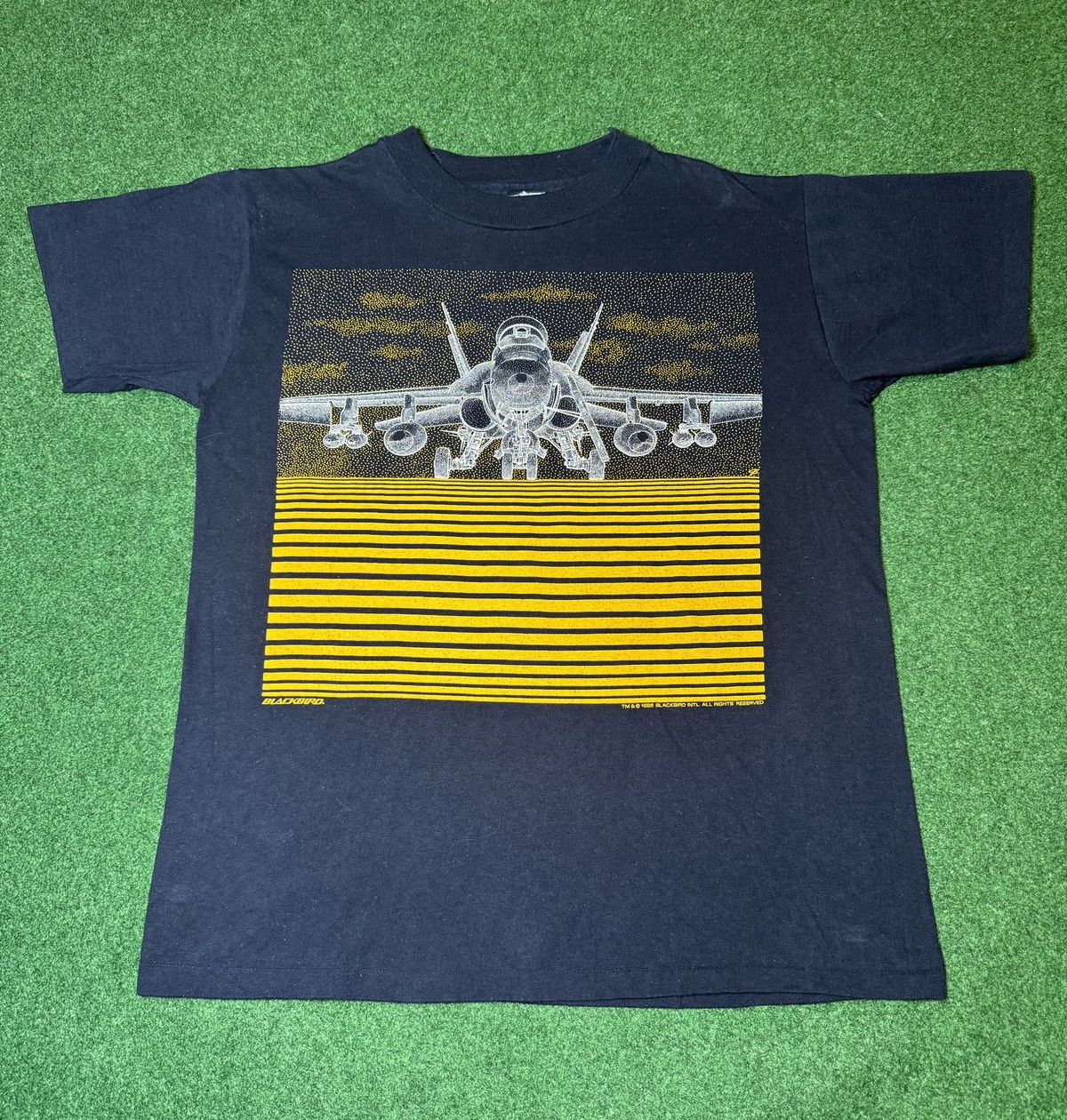 Champion × Vintage Vintage 80s 90s FA 18 Hornet Fighter Jet Blackbird T Shirt Size US L / EU 52-54 / 3 - 1 Thumbnail