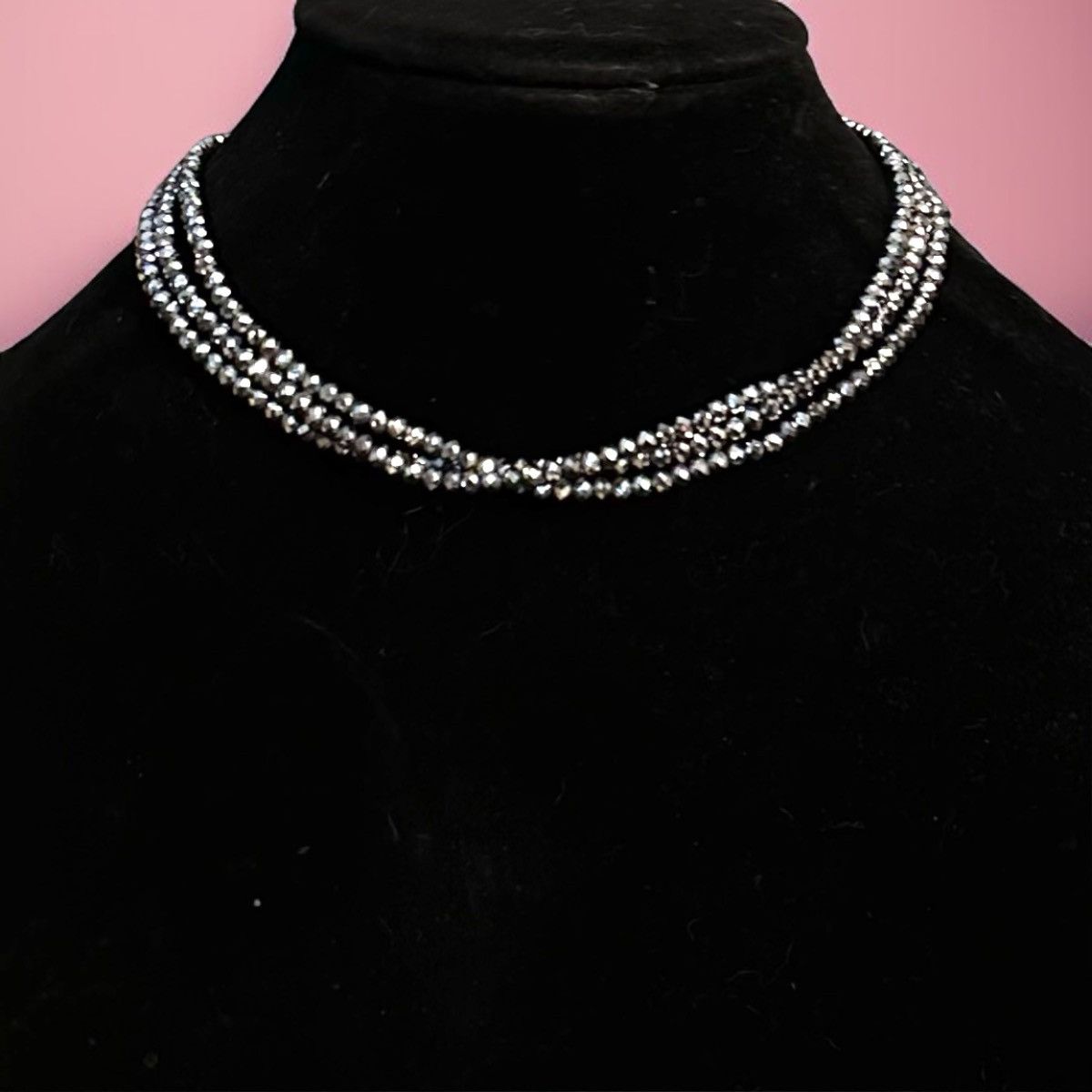 Vintage Vintage triple strand metallic silver glass bead necklace Size ONE SIZE - 2 Thumbnail