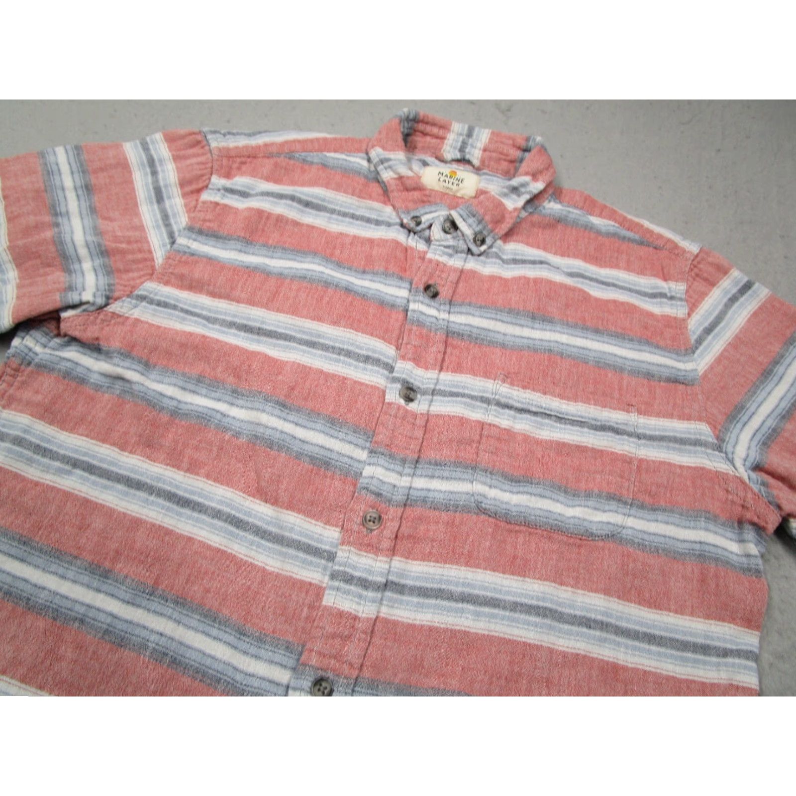 Marine Layer Marine Layer Shirt Mens Medium Pink Striped Marge Button Up Lightweight Work Size US M / EU 48-50 / 2 - 2 Thumbnail