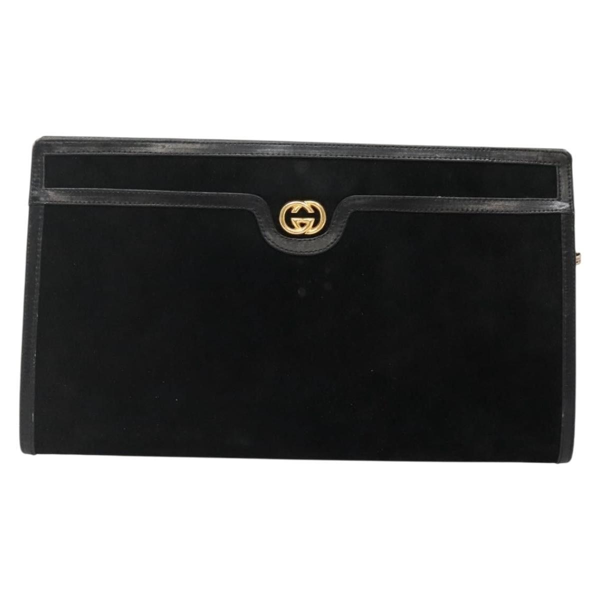 Gucci GUCCI Chain Shoulder Bag Suede Black Gold Size ONE SIZE - 2 Thumbnail