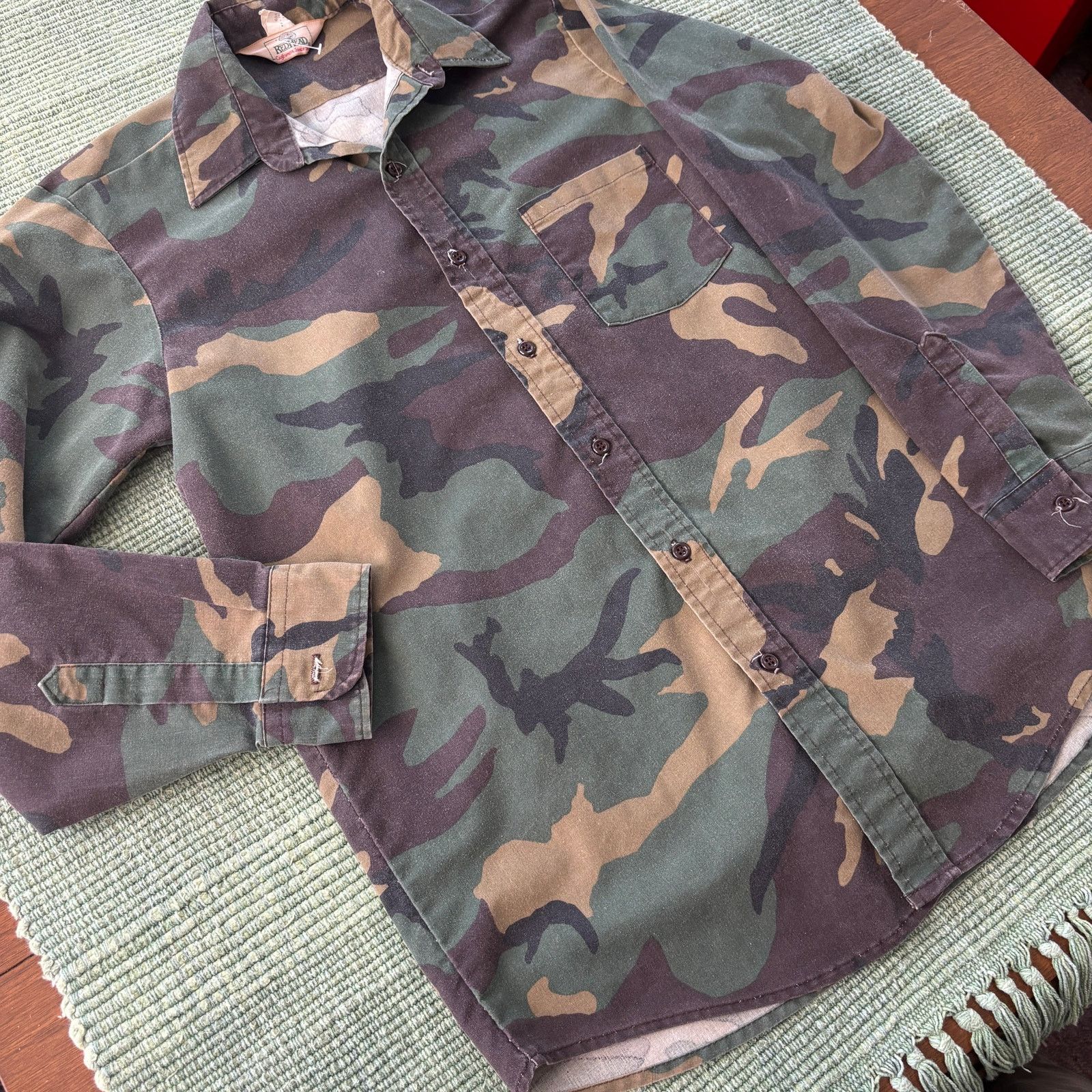Redhead × Vintage 1980s Vintage Cotton Red Head Camo Button Up Shirt Sz L/XL Size US XL / EU 56 / 4 - 5 Thumbnail