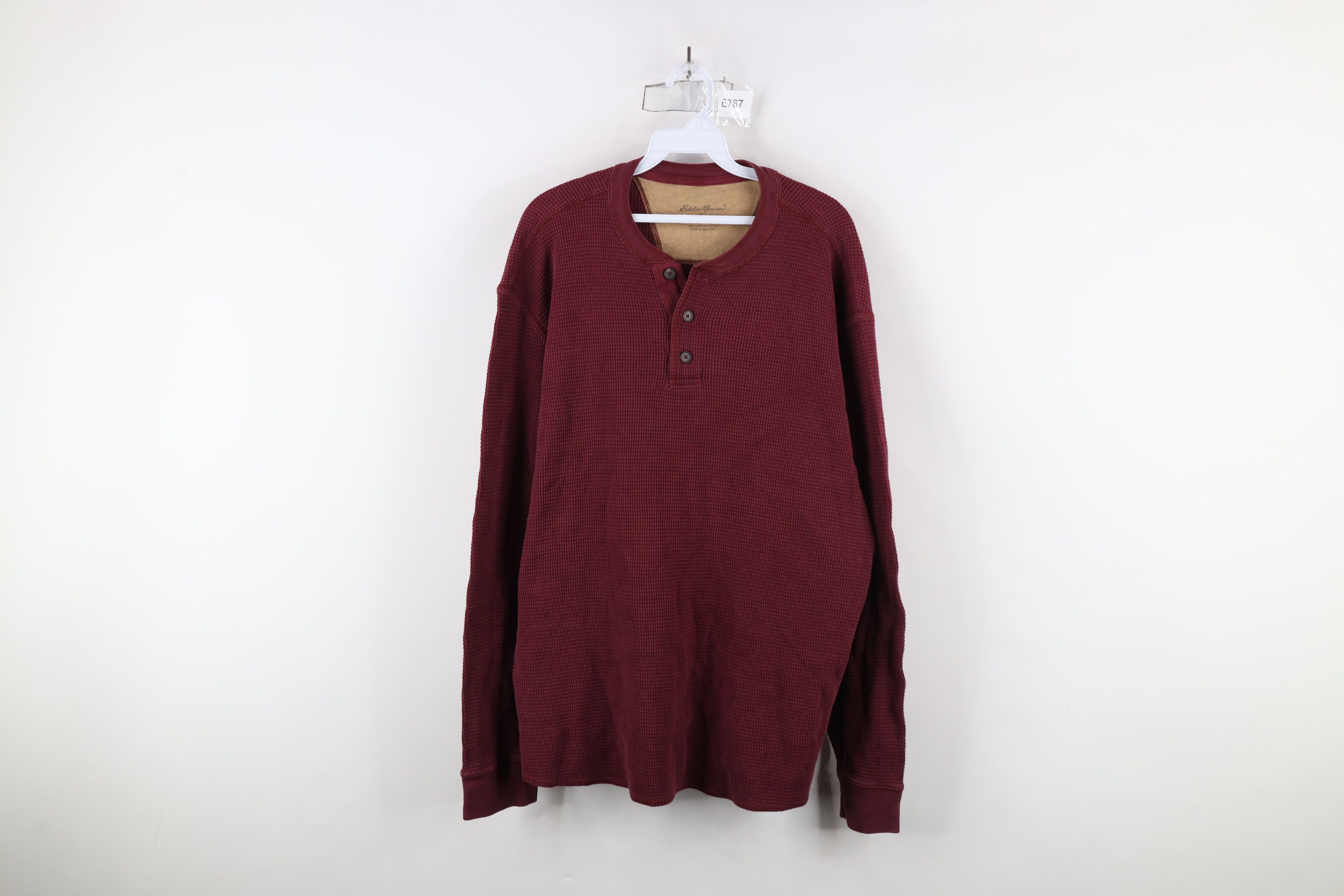 Eddie Bauer × Vintage Vintage Eddie Bauer Waffle Knit Long Sleeve Henley T-Shirt Size US XL / EU 56 / 4 - 1 Thumbnail