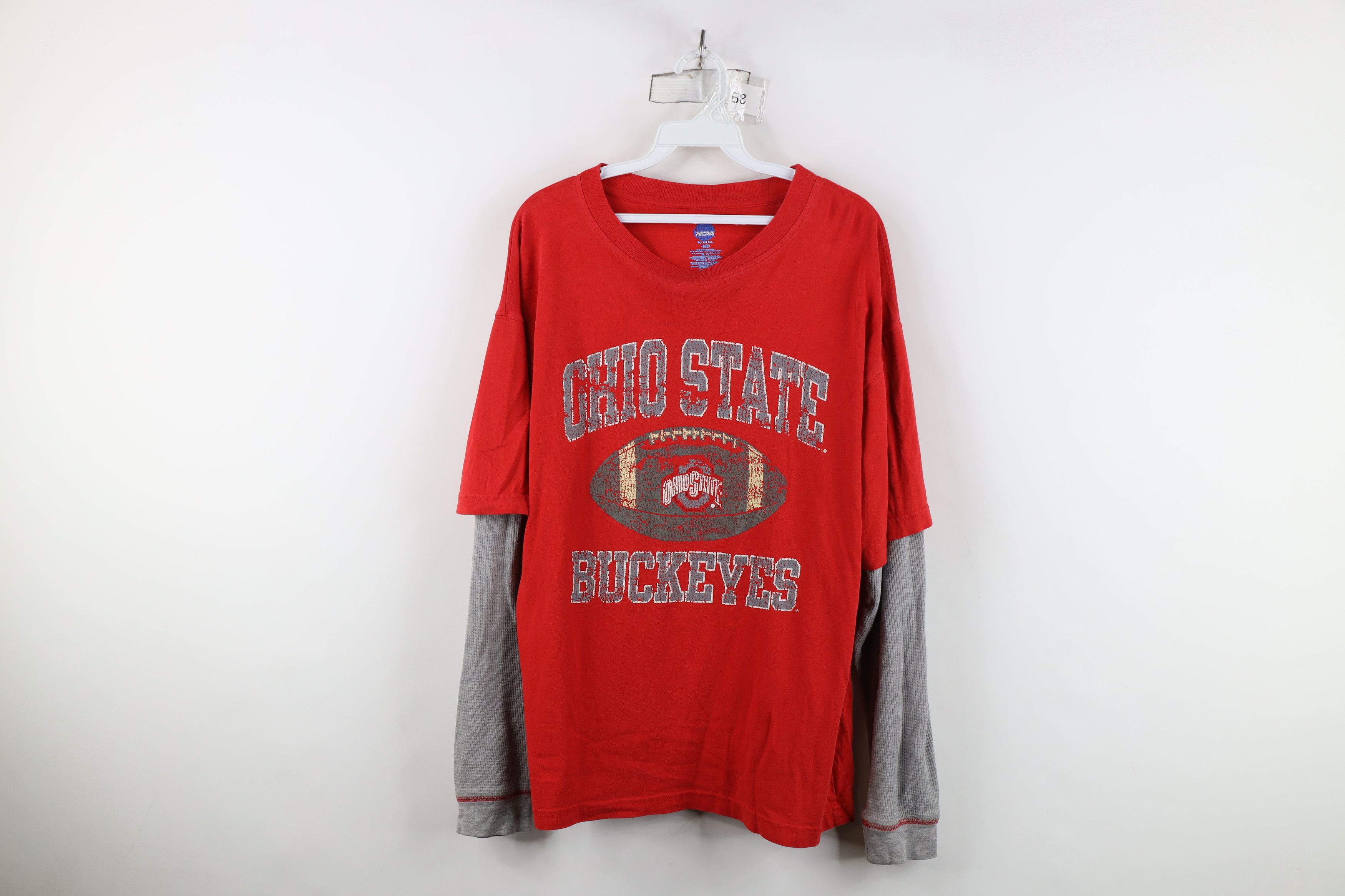 Vintage Vintage Knit Layered Ohio State University Football T-Shirt Size US M / EU 48-50 / 2 - 1 Thumbnail