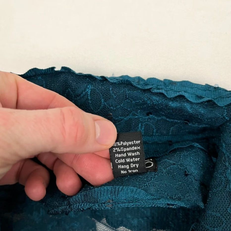 Vintage Clara Sun Woo Blazer Adult Women Medium Teal Blue Lace Sequin Sheer Dressy Womens Size M / US 6-8 / IT 42-44 - 7 Thumbnail