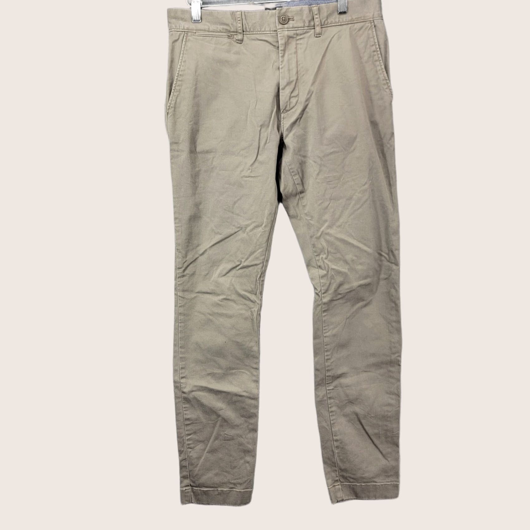 J.Crew J.CREW Chino Pants Mens Size 31x32 Beige Stretch Cotton 250 Skinny Fit Shirt Size US 31 - 1 Thumbnail