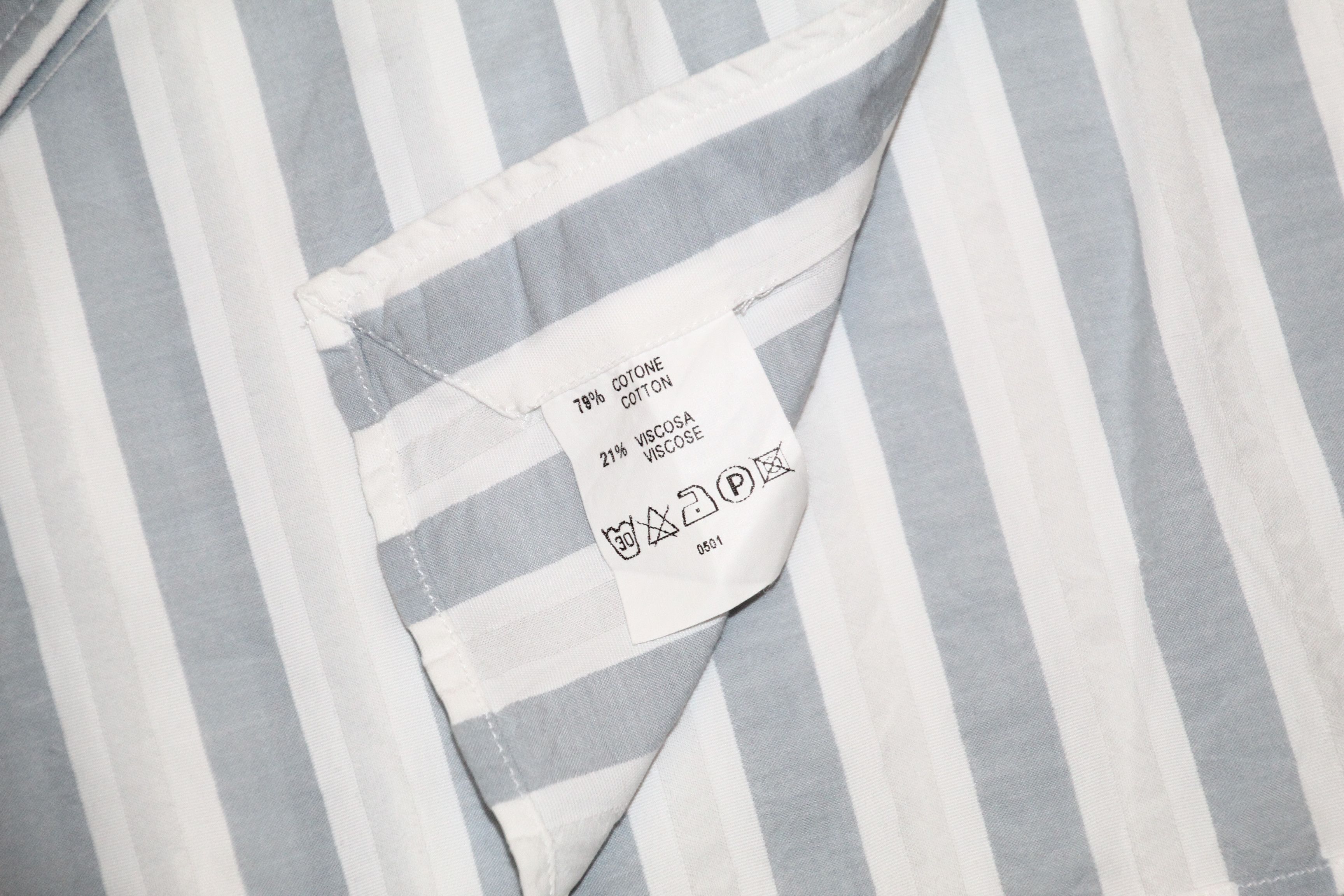 Ermenegildo Zegna ORIAN 1968 Cotton Viscose Wide Stripe Casual Shirt Size US XL / EU 56 / 4 - 5 Thumbnail