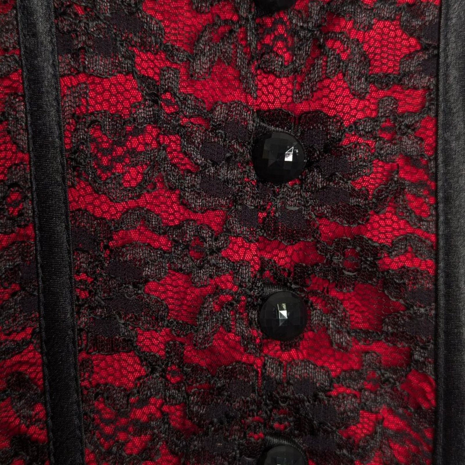 Vintage Vintage 90's JR Nites Red Black Lace Blazer Satin Trim Goth Size 3XL / US 20-22 - 6 Thumbnail