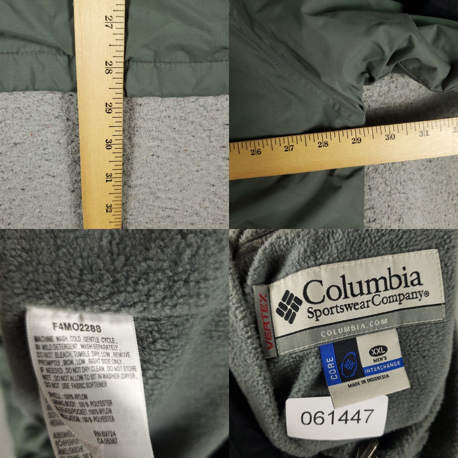 Vintage Columbia Jacket Mens 2XL Green Full Zip Lined Fleece Vertex Core Outdoors Windproof Pockets Nylon 100% Polyester Mens Size US XXL / EU 58 / 5 - 8 Thumbnail