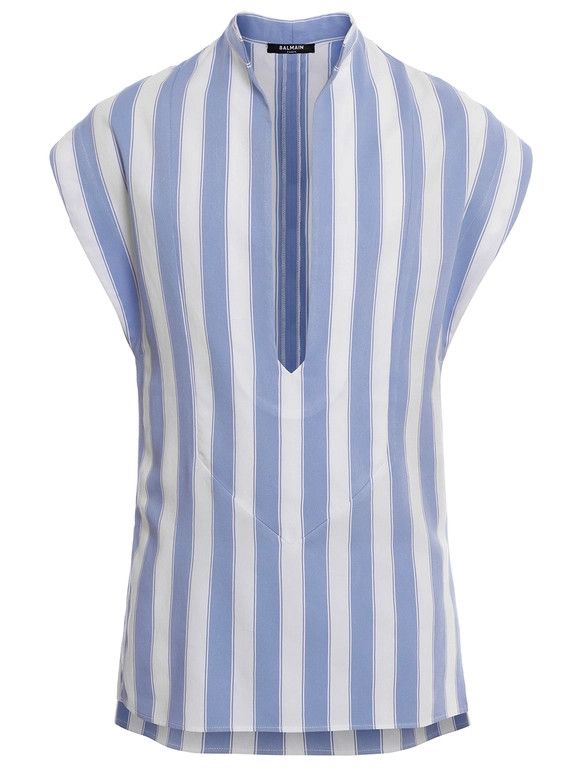 Balmain o1y0625 T-Shirt in Light Blue/White Size S / US 4 / IT 40 - 1 Thumbnail