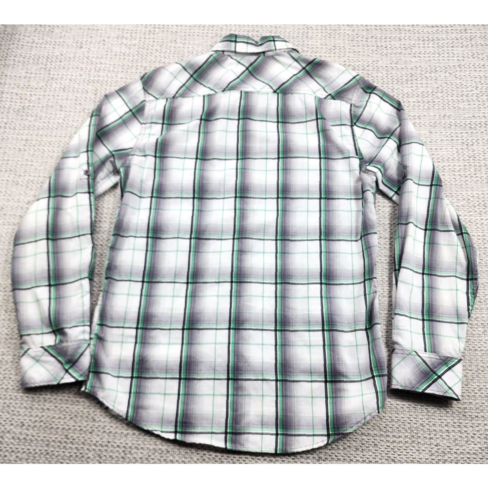 Vintage Chale Shirt Mens Small Green Gray White Plaid Long Sleeve Button Up Western Shirt Size US S / EU 44-46 / 1 - 6 Thumbnail
