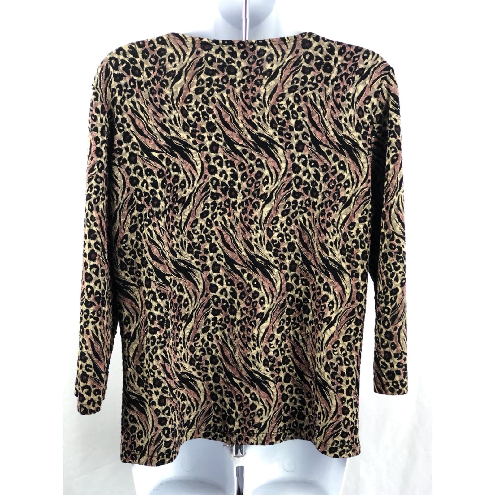 Vintage VINTAGE Britney Black Pullover Top L Leopard 3/4 Sleeve Scoop Neck Stretch Jersey Bohemian 90s Mens Womens Girls Boys Size L / US 10 / IT 46 - 4 Thumbnail