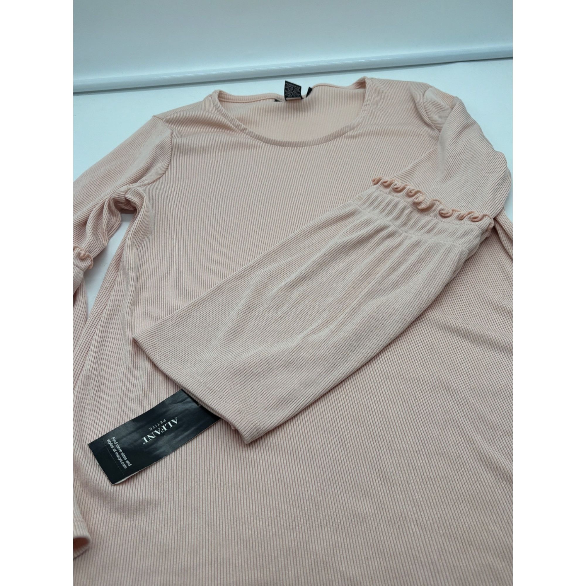 Alfani Alfani Petite Ribbed Bell-Sleeve Top, Blush, PL Size ONE SIZE - 9 Thumbnail