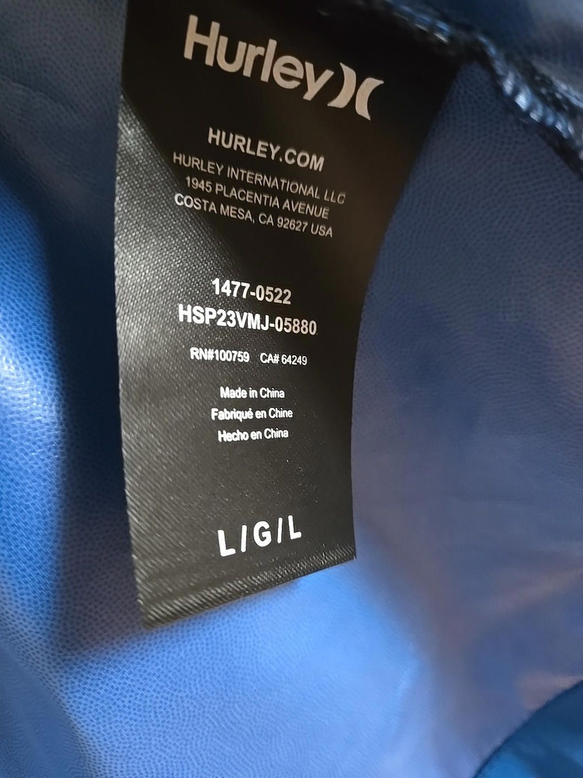 Hurley Hurley Exist Men's Large Windbreaker Hooded Jacket Zip Up Size US L / EU 52-54 / 3 - 6 Thumbnail