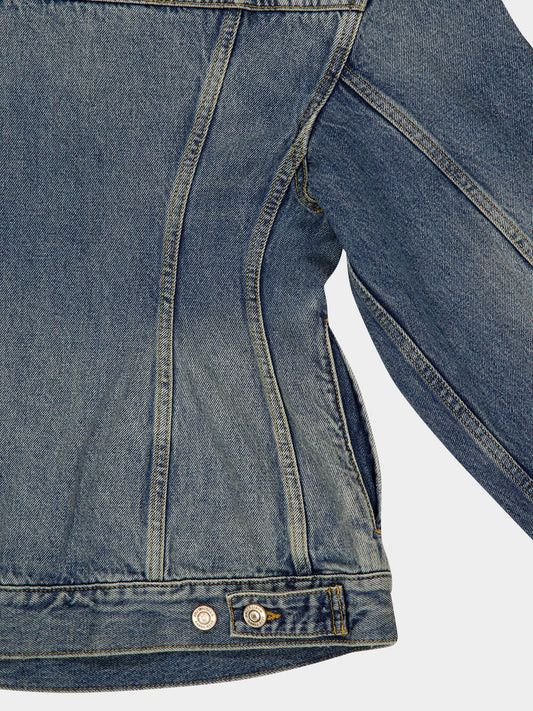 Balenciaga o1w1db10526 Denim Hourglass Jacket in Blue Size US XL / EU 56 / 4 - 5 Thumbnail