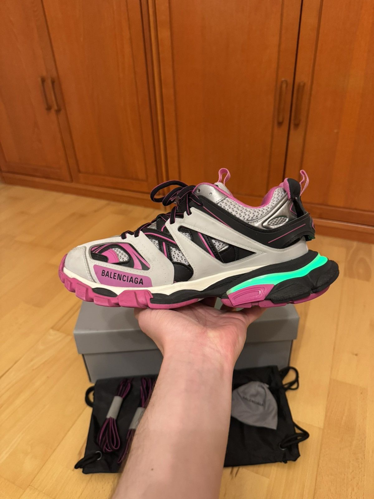 Balenciaga Balenciaga LED Track Black Pink Grey Size US 8 / EU 41 - 2 Thumbnail