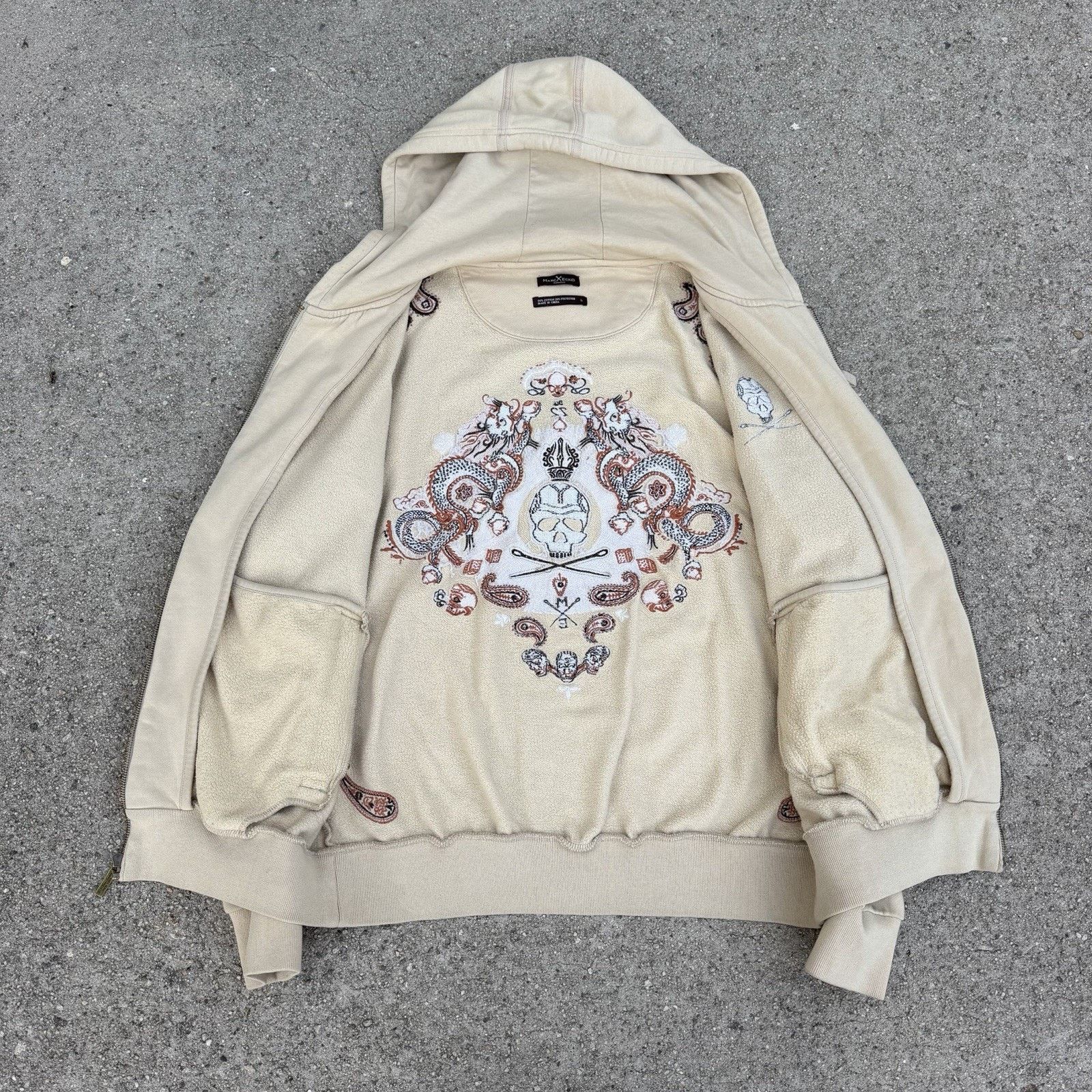 Ecko Unltd. × Ed Hardy × Marc Ecko Vintage Y2K Marc Ecko Cut & Sew Skull Dragon Paisley Hoodie Size US L / EU 52-54 / 3 - 4 Thumbnail