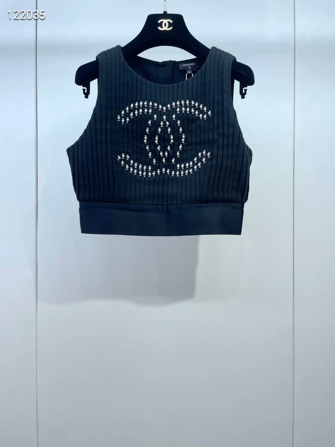 Chanel Chanel Black Pleated Pearl Double C Vest Size XXS / US 00 / IT 34 - 1 Thumbnail