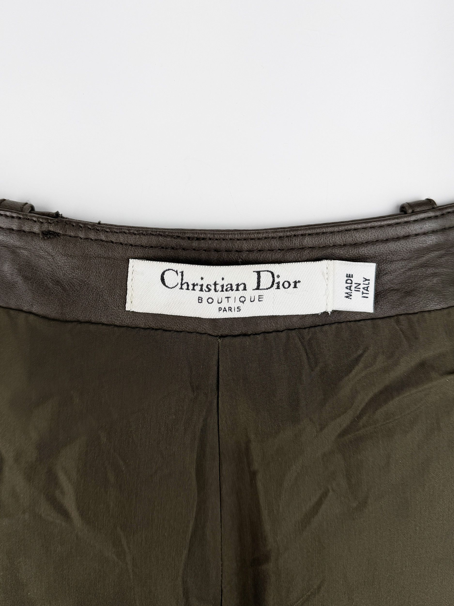 Dior Christian Dior 2006 Wool and Leather Asymmetric Mini Skirt Size 28" / US 6 / IT 42 - 10 Thumbnail
