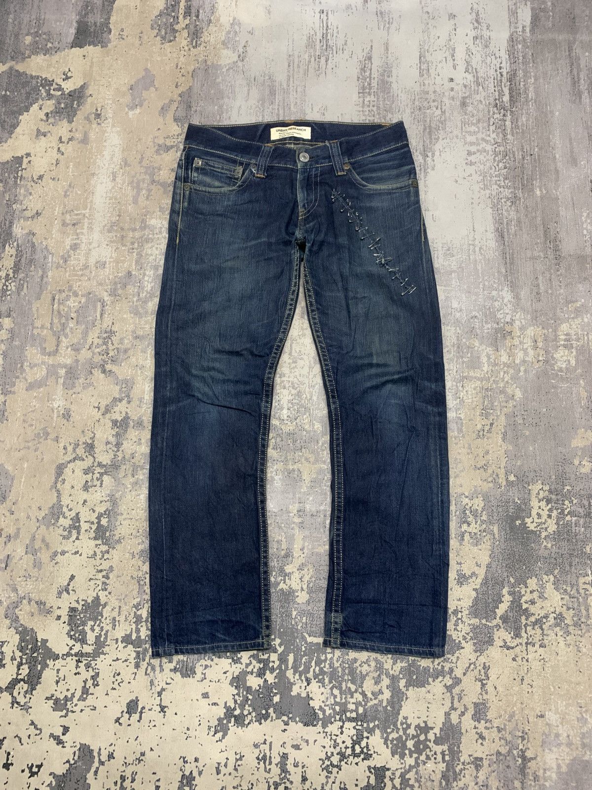 Japanese Brand Urban Research Safety Pin Custom Indigo Blue Denim Jeans Size US 33 - 2 Thumbnail