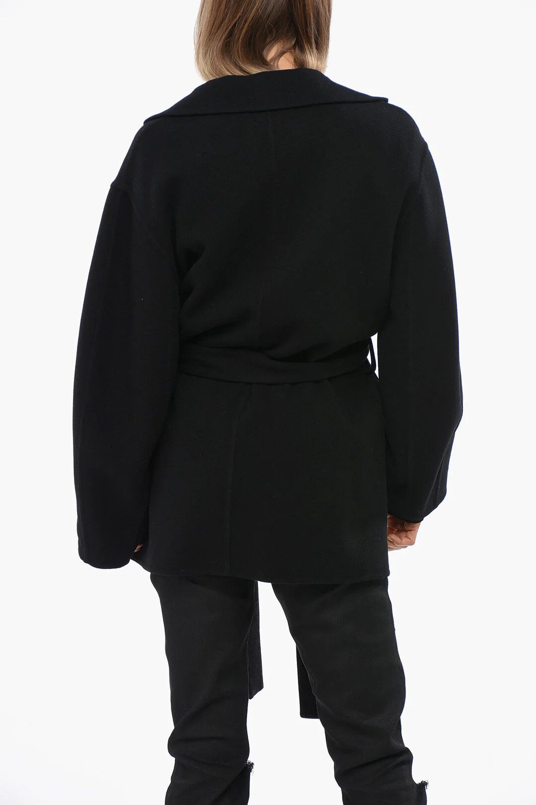Chloe og1mm0426 Belted Wool and Cashmere Coat in Black Size M / US 6-8 / IT 42-44 - 2 Thumbnail
