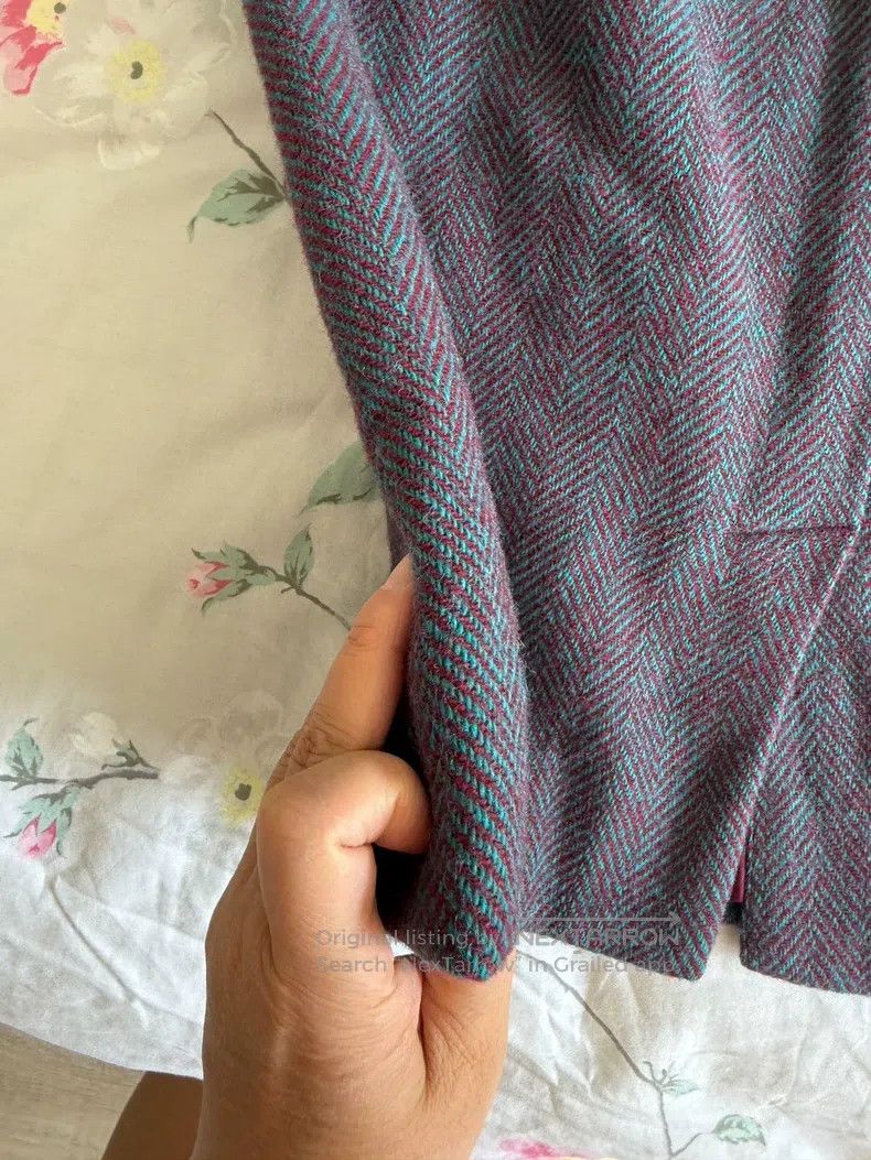 Hermes Hermes Wool half-skirt, purple-red herringbone fabric, inn Size 28" / US 6 / IT 42 - 3 Thumbnail