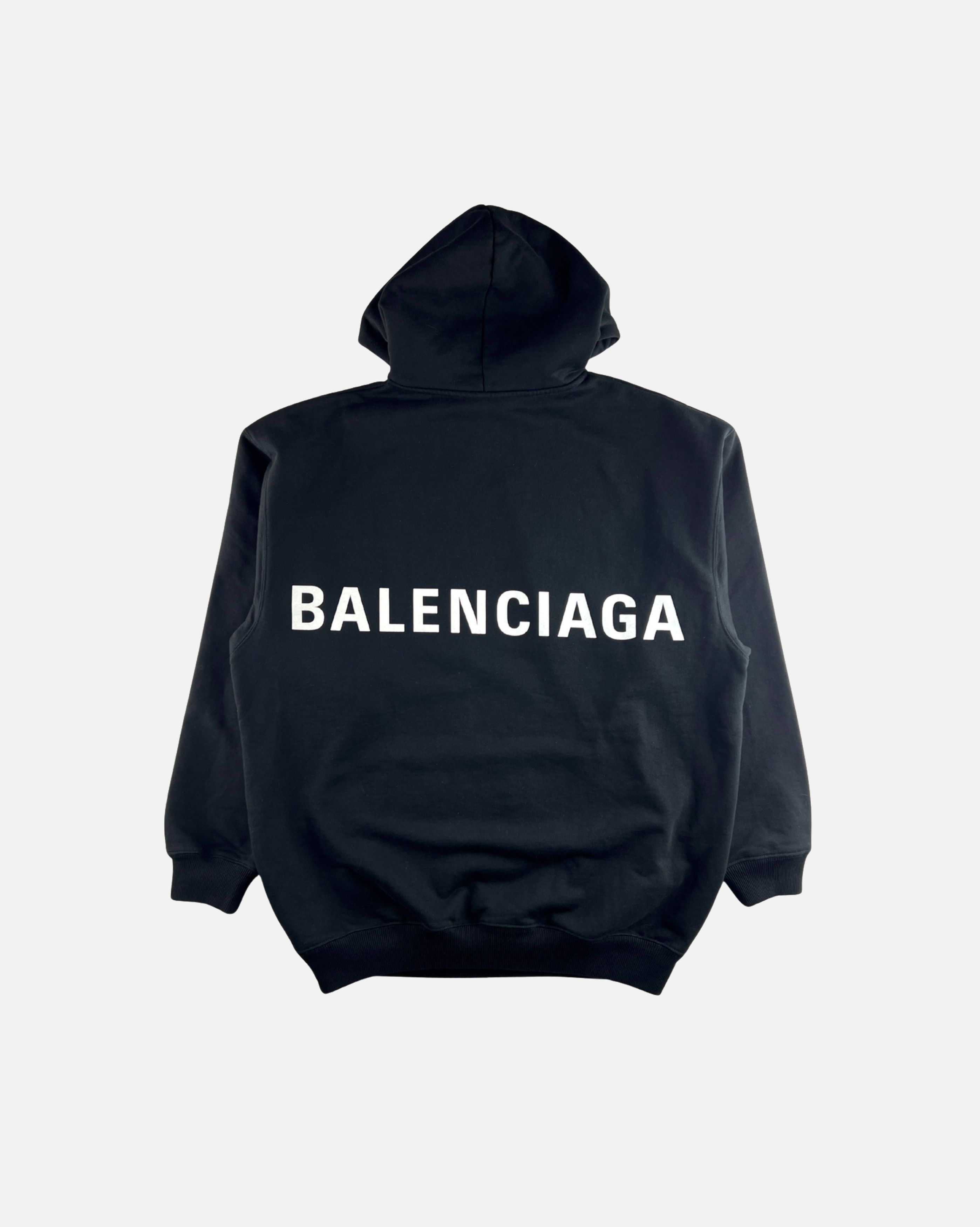 Balenciaga Balenciaga Black Back Logo Hoodie Size US XXS / EU 40 - 1 Thumbnail