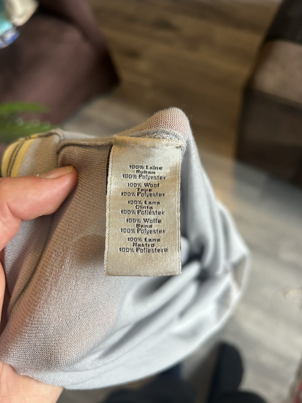 Hermes Hermès Gray Wool T-Shirt with Yellow Stripe Accents - Size L Size US L / EU 52-54 / 3 - 8 Thumbnail