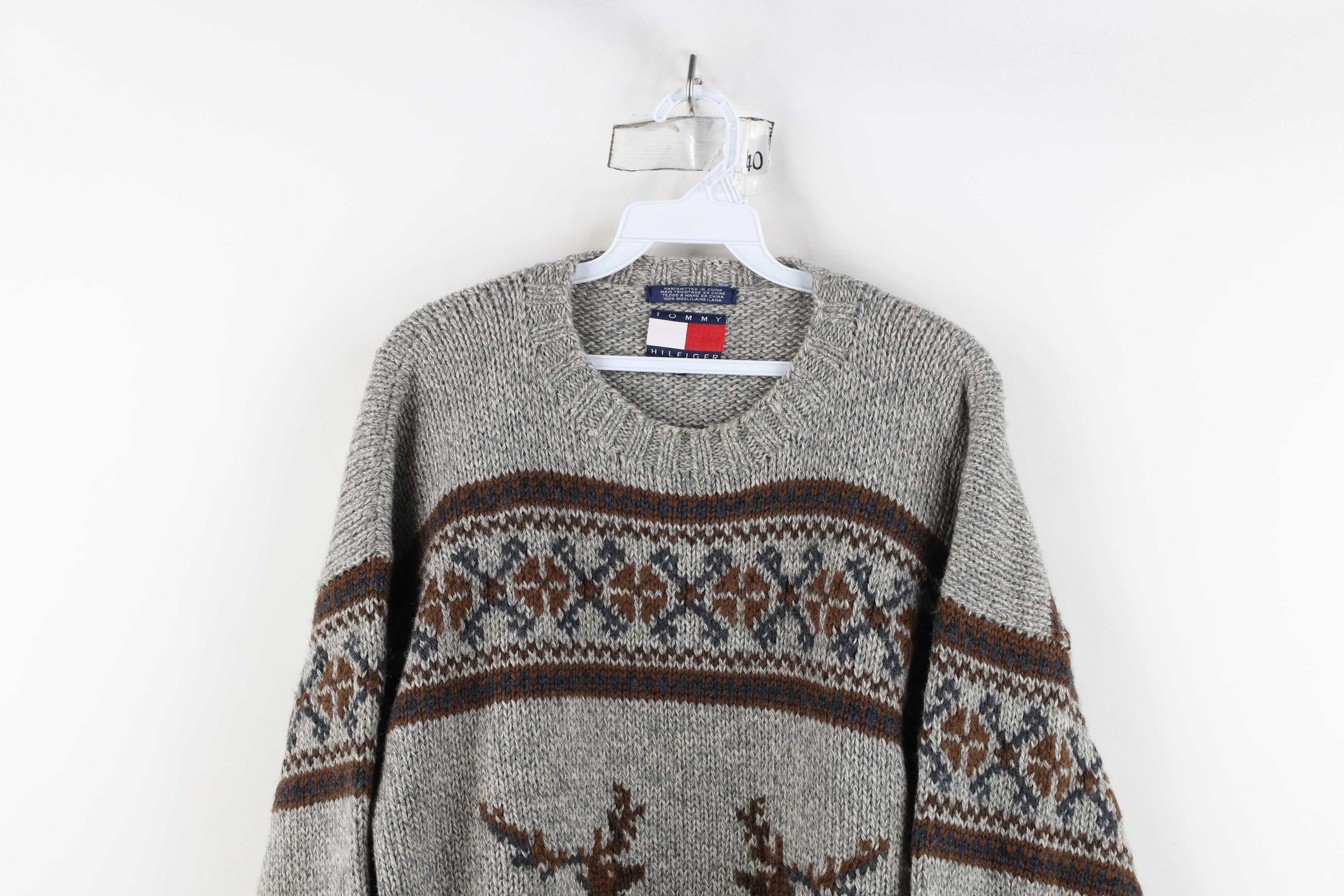 Tommy Hilfiger × Vintage Vintage 90s Tommy Hilfiger Knit Reindeer Fair Isle Sweater Size US M / EU 48-50 / 2 - 2 Thumbnail